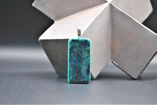 Turquoise and Black Alcohol Inked Pendant